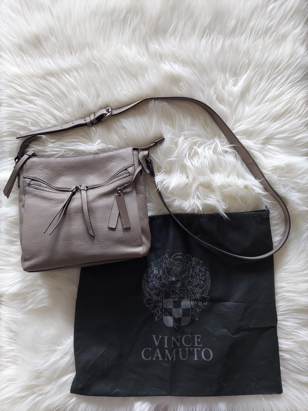 Vince Camuto Taupe Leather Crossbody Bag